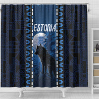 Estonia Shower Curtain Night Wolf With Pattern - Wonder Print Shop