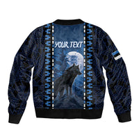 Personalized Estonia Sleeve Zip Bomber Jacket Night Wolf With Pattern - Wonder Print Shop