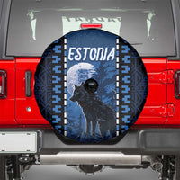 Estonia Spare Tire Cover Night Wolf With Pattern - Wonder Print Shop