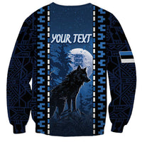 Personalized Estonia Sweatshirt Night Wolf With Pattern - Wonder Print Shop