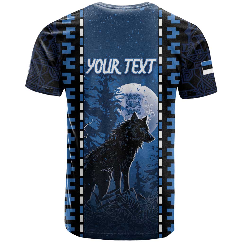 Personalized Estonia T Shirt Night Wolf With Pattern - Wonder Print Shop