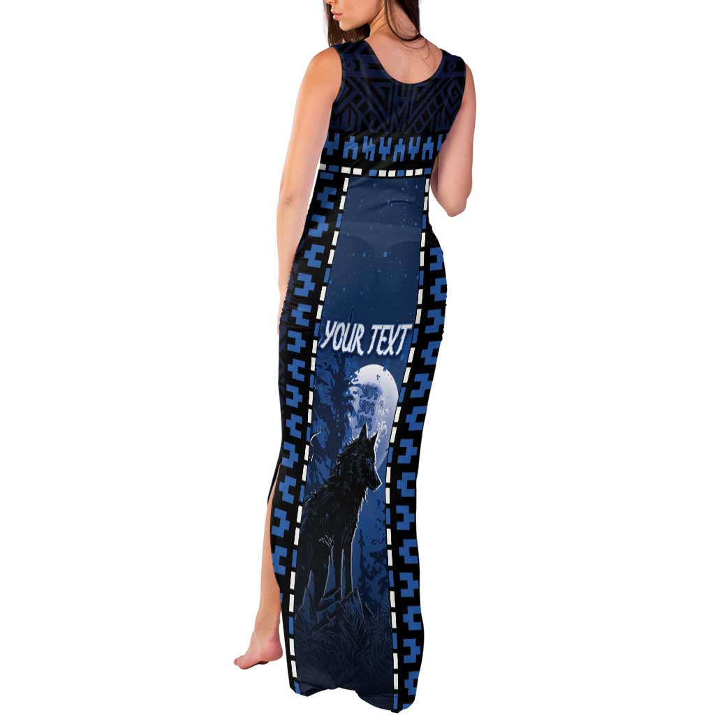 Personalized Estonia Tank Maxi Dress Night Wolf With Pattern - Wonder Print Shop