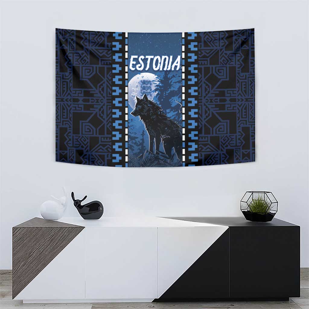 Estonia Tapestry Night Wolf With Pattern - Wonder Print Shop