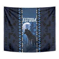 Estonia Tapestry Night Wolf With Pattern - Wonder Print Shop
