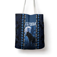 Estonia Tote Bag Night Wolf With Pattern - Wonder Print Shop