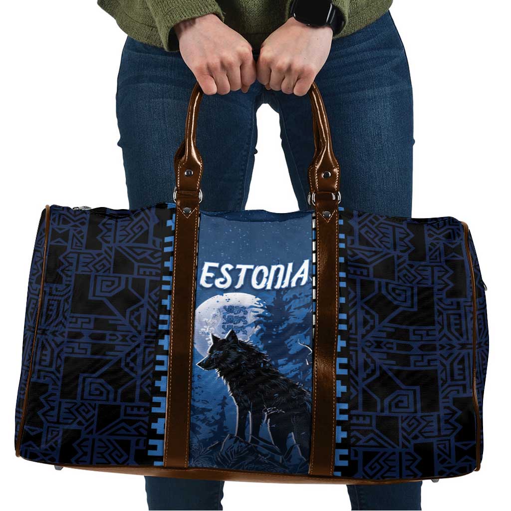 Estonia Travel Bag Night Wolf With Pattern - Wonder Print Shop