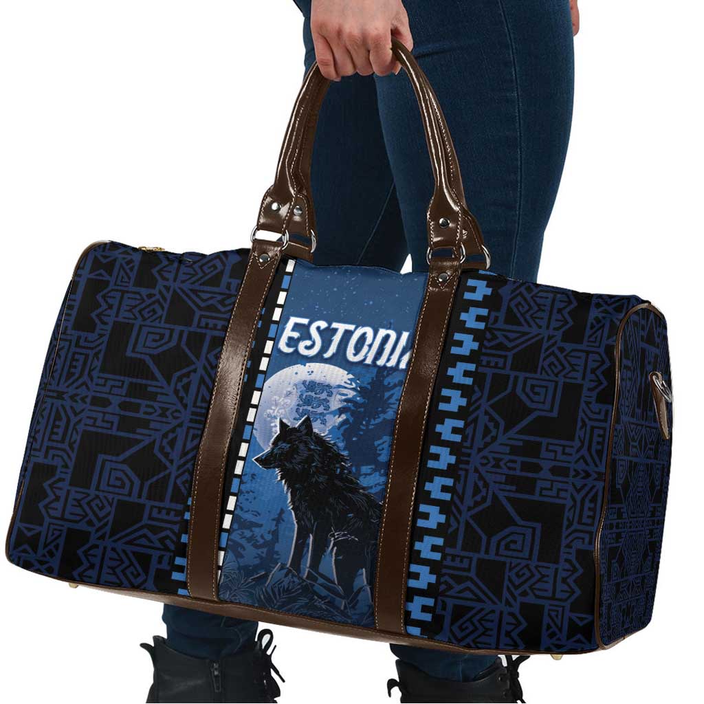 Estonia Travel Bag Night Wolf With Pattern - Wonder Print Shop