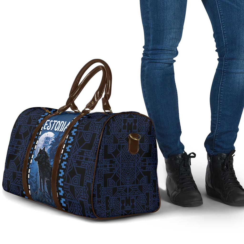 Estonia Travel Bag Night Wolf With Pattern - Wonder Print Shop
