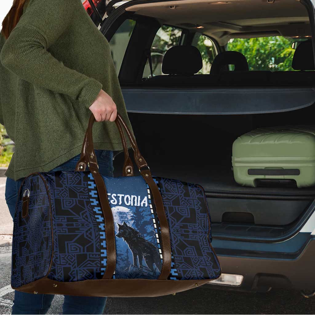 Estonia Travel Bag Night Wolf With Pattern - Wonder Print Shop