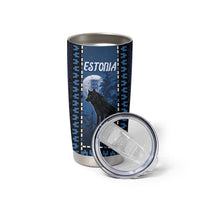 Personalized Estonia Tumbler Cup Night Wolf With Pattern - Wonder Print Shop