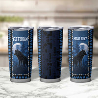 Personalized Estonia Tumbler Cup Night Wolf With Pattern - Wonder Print Shop