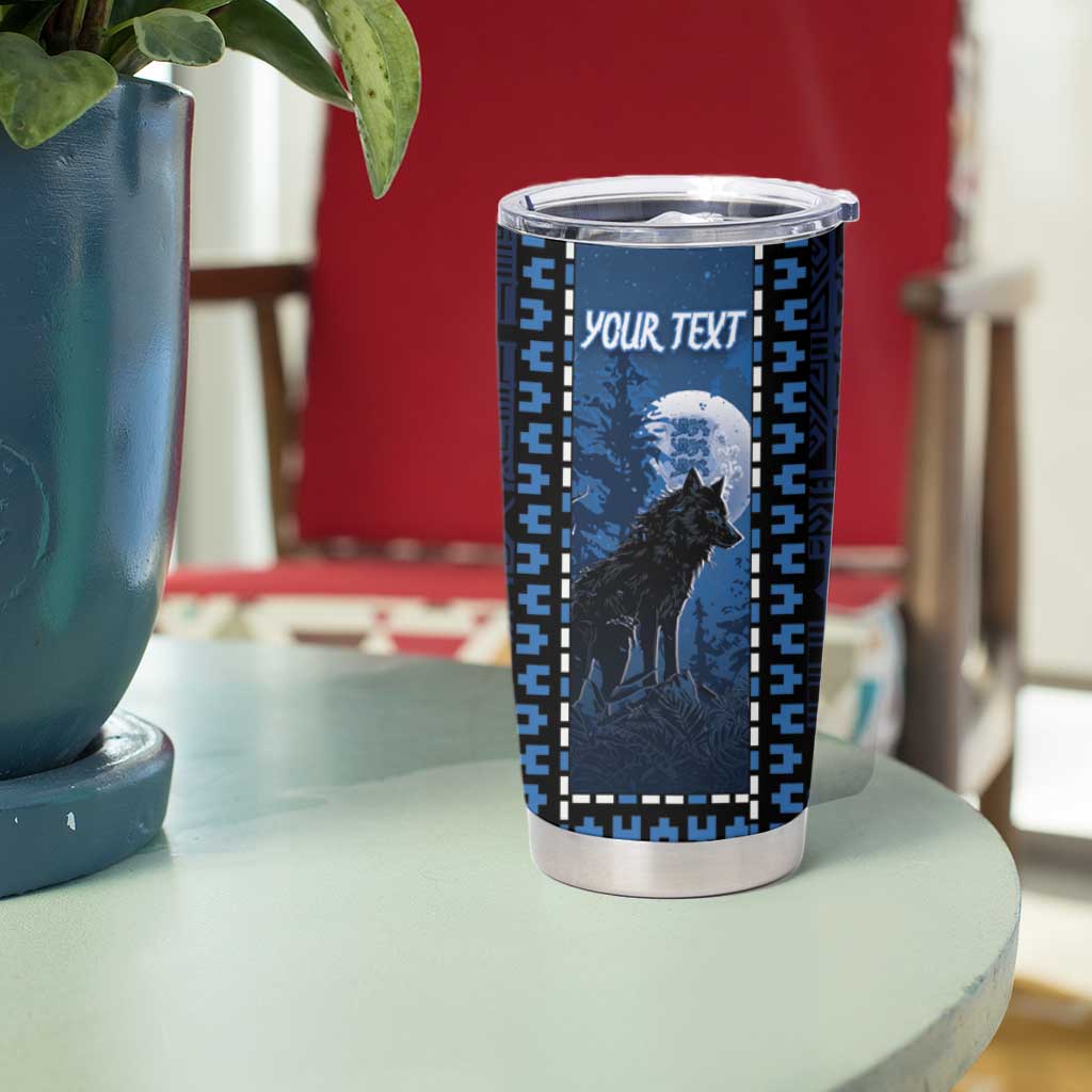 Personalized Estonia Tumbler Cup Night Wolf With Pattern - Wonder Print Shop
