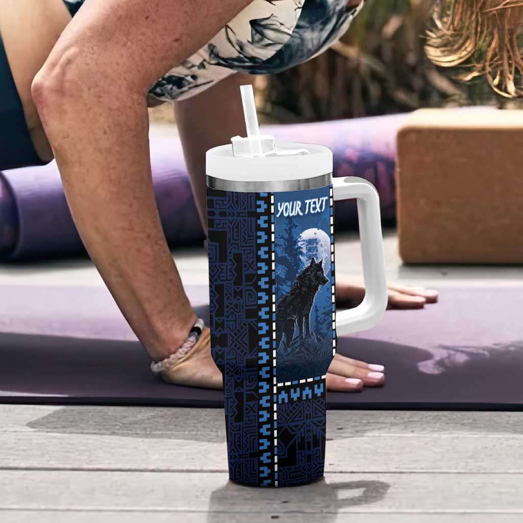 Personalized Estonia Tumbler With Handle Night Wolf With Pattern - Wonder Print Shop