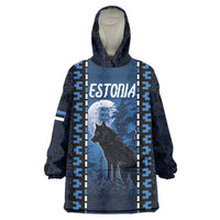 Personalized Estonia Wearable Blanket Hoodie Night Wolf With Pattern - Wonder Print Shop