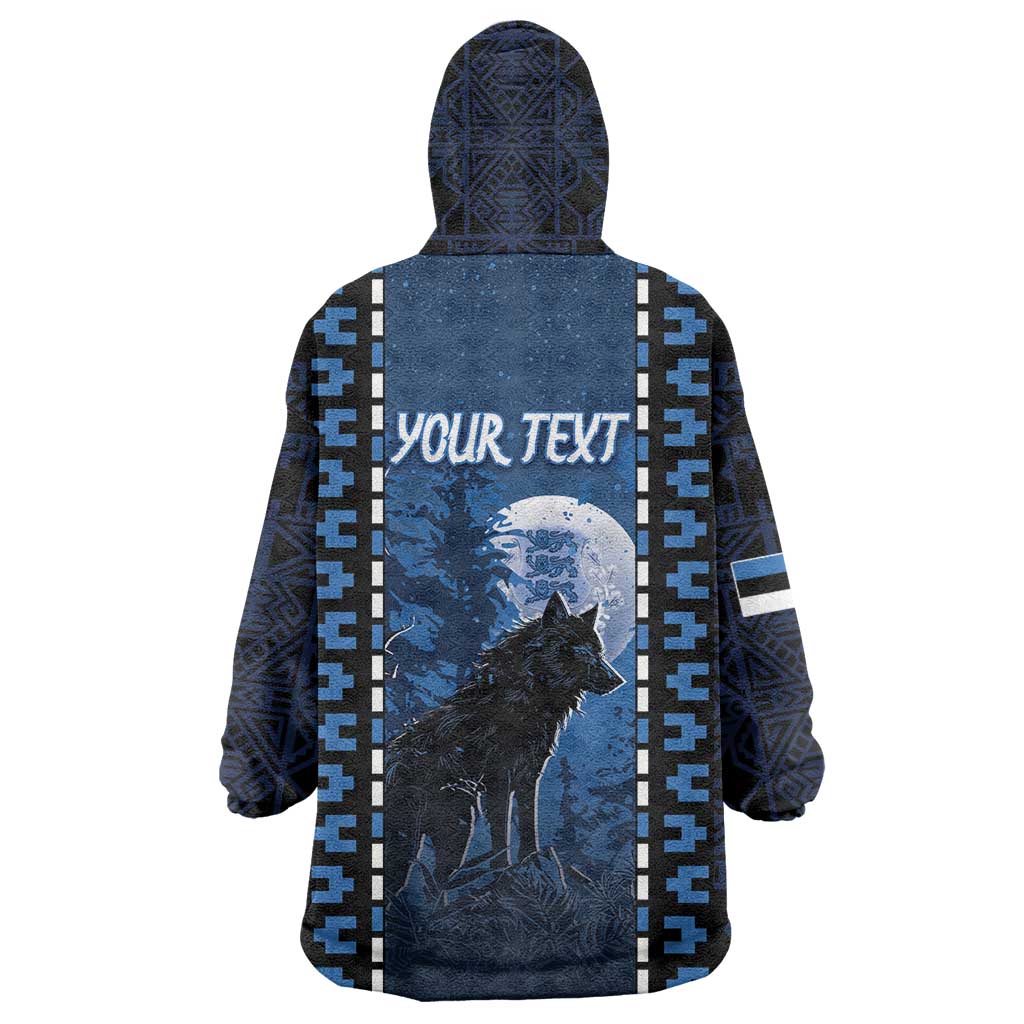 Personalized Estonia Wearable Blanket Hoodie Night Wolf With Pattern - Wonder Print Shop