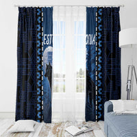 Estonia Window Curtain Night Wolf With Pattern - Wonder Print Shop