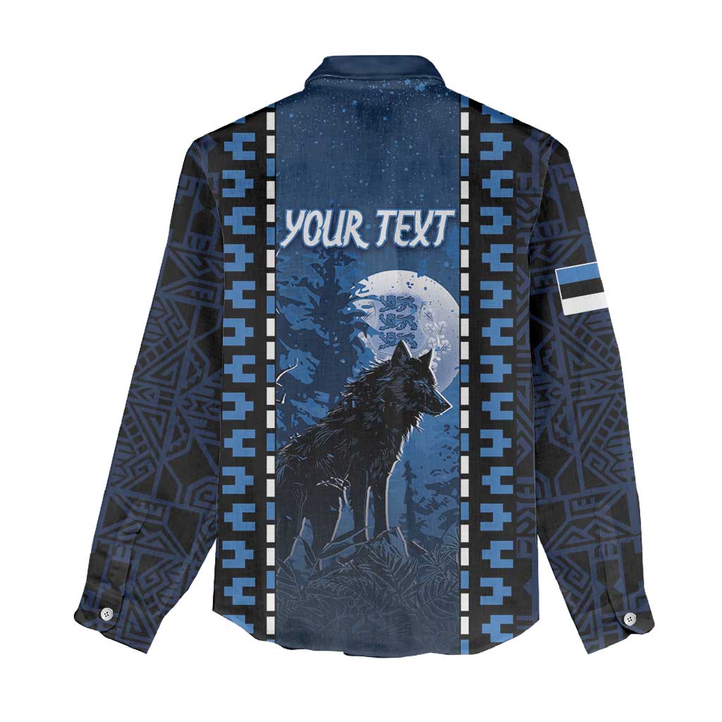 Personalized Estonia Women Casual Shirt Night Wolf With Pattern - Wonder Print Shop