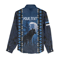 Personalized Estonia Women Casual Shirt Night Wolf With Pattern - Wonder Print Shop
