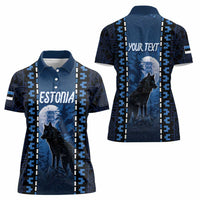 Personalized Estonia Women Polo Shirt Night Wolf With Pattern - Wonder Print Shop