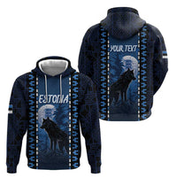 Personalized Estonia Zip Hoodie Night Wolf With Pattern - Wonder Print Shop
