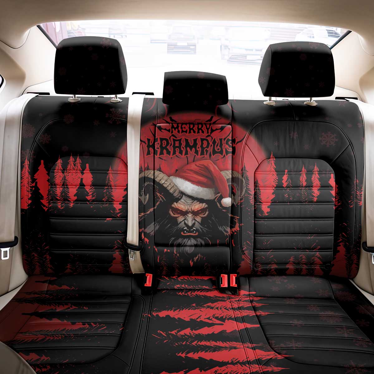 Merry Krampus Back Car Seat Cover Dark Grunge Christmas - Wonder Print Shop