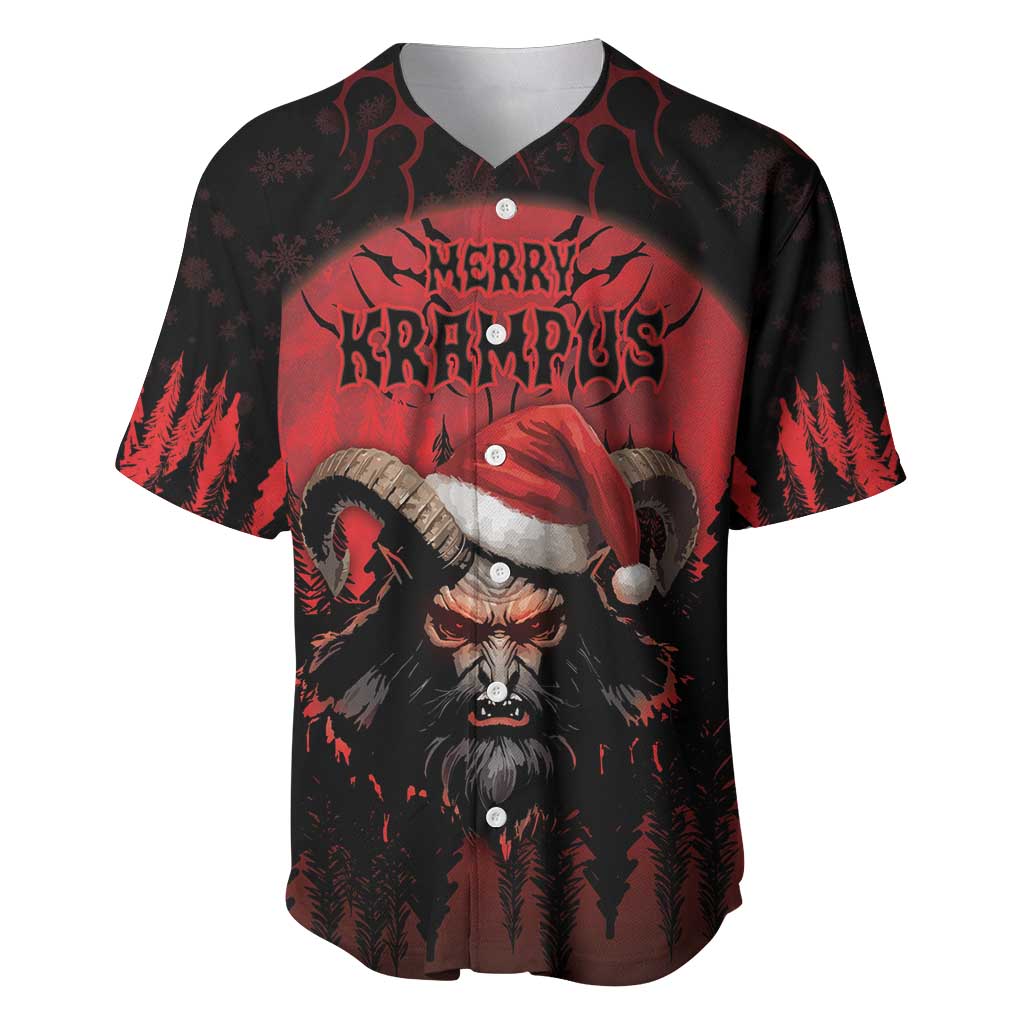 Merry Krampus Baseball Jersey Dark Grunge Christmas - Wonder Print Shop