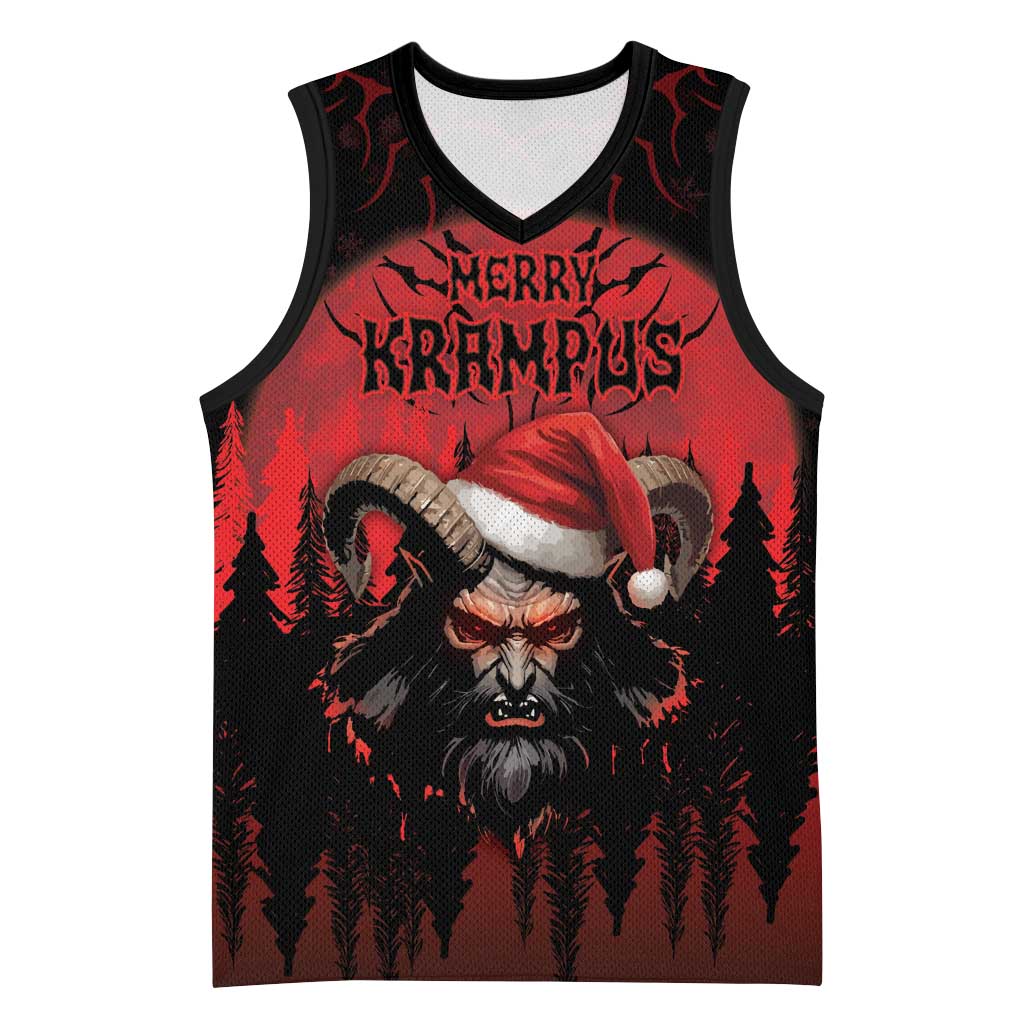 Merry Krampus Basketball Jersey Dark Grunge Christmas - Wonder Print Shop
