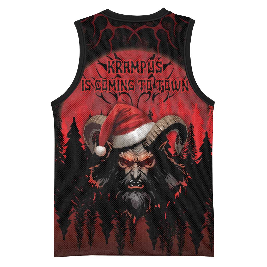 Merry Krampus Basketball Jersey Dark Grunge Christmas - Wonder Print Shop