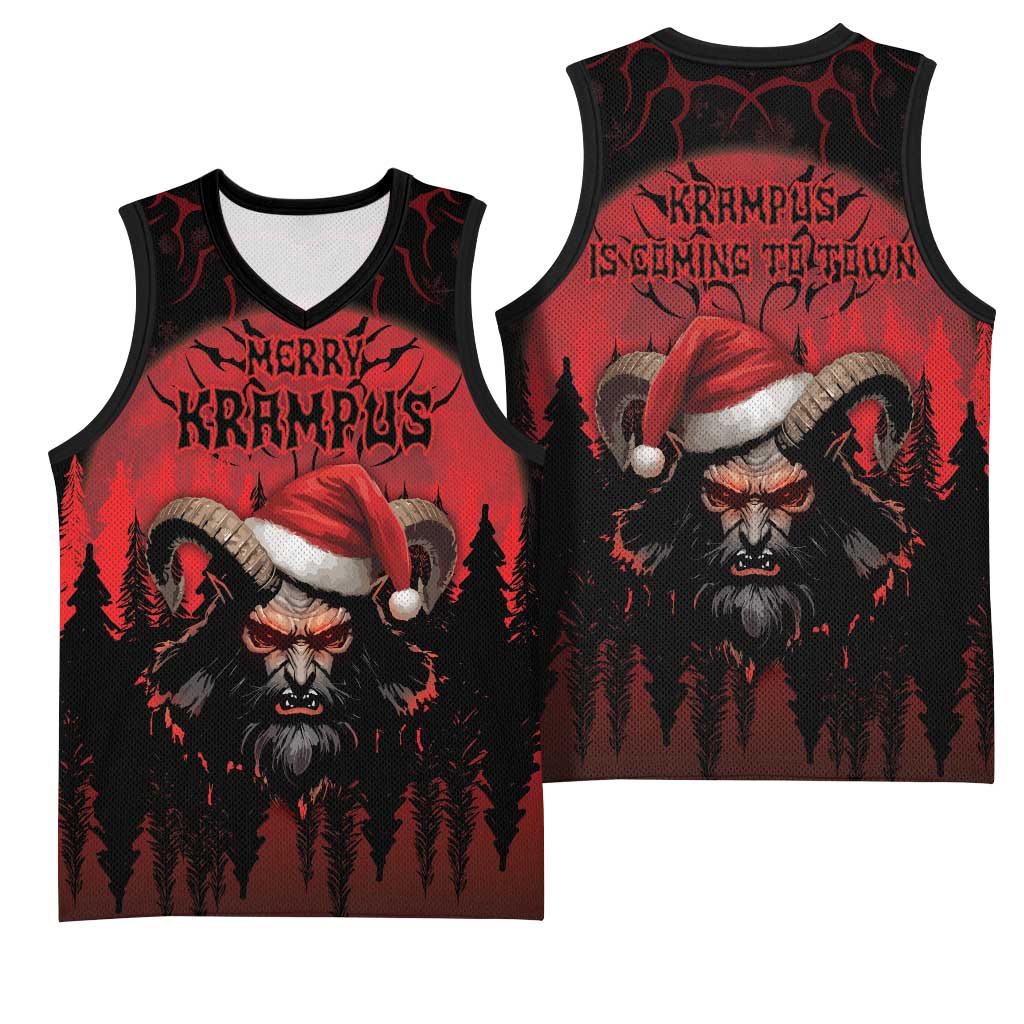 Merry Krampus Basketball Jersey Dark Grunge Christmas - Wonder Print Shop