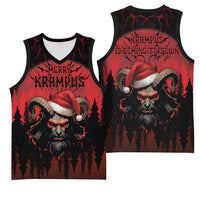 Merry Krampus Basketball Jersey Dark Grunge Christmas - Wonder Print Shop