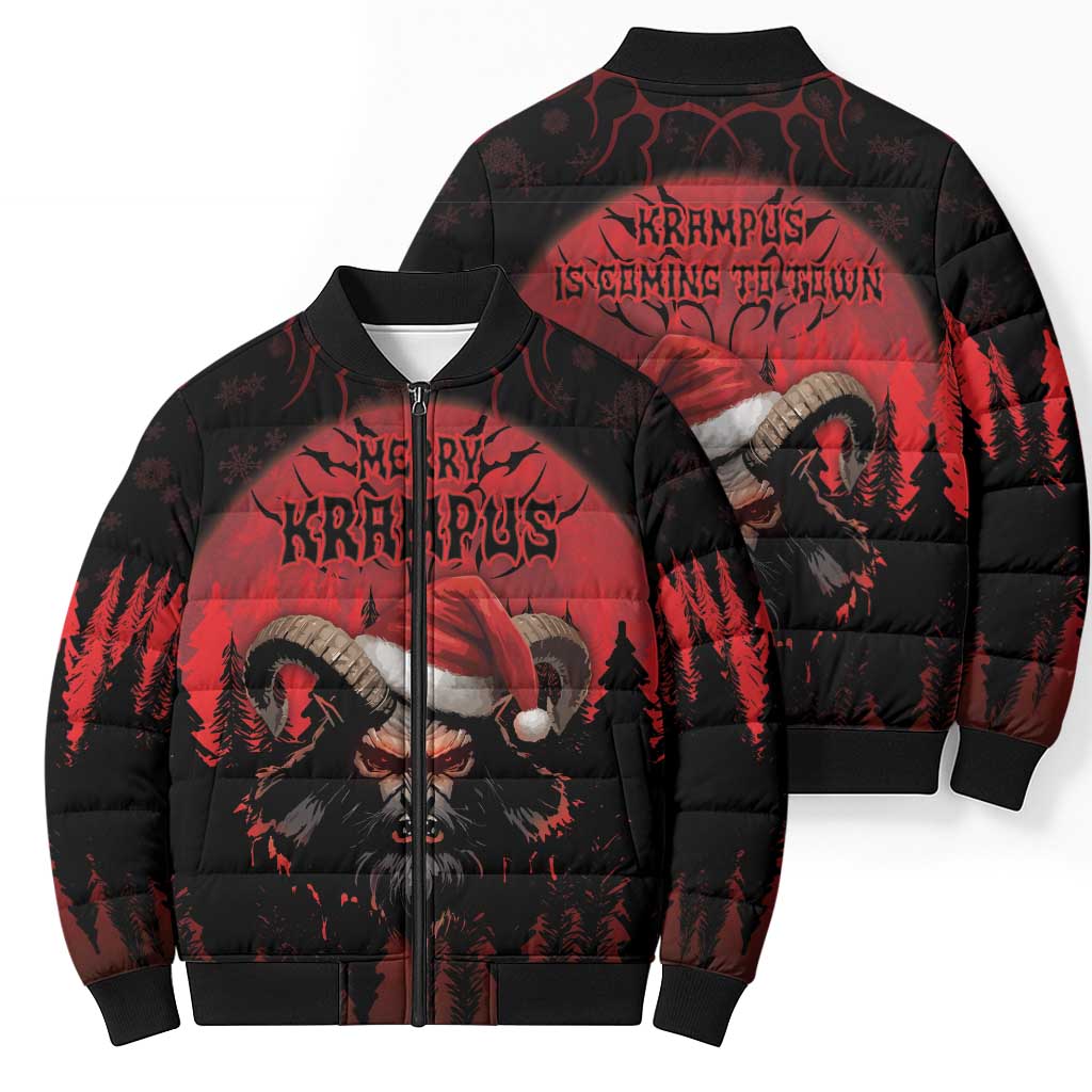 Merry Krampus Bomber Puffer Jacket Dark Grunge Christmas - Wonder Print Shop