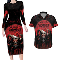 Merry Krampus Couples Matching Long Sleeve Bodycon Dress and Hawaiian Shirt Dark Grunge Christmas - Wonder Print Shop