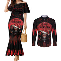 Merry Krampus Couples Matching Mermaid Dress and Long Sleeve Button Shirt Dark Grunge Christmas - Wonder Print Shop