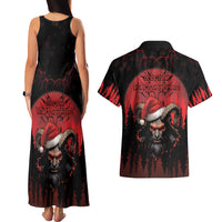 Merry Krampus Couples Matching Tank Maxi Dress and Hawaiian Shirt Dark Grunge Christmas - Wonder Print Shop