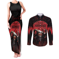 Merry Krampus Couples Matching Tank Maxi Dress and Long Sleeve Button Shirt Dark Grunge Christmas - Wonder Print Shop