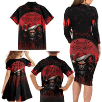 Merry Krampus Family Matching Long Sleeve Bodycon Dress and Hawaiian Shirt Dark Grunge Christmas - Wonder Print Shop
