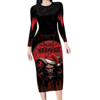 Merry Krampus Family Matching Long Sleeve Bodycon Dress and Hawaiian Shirt Dark Grunge Christmas - Wonder Print Shop