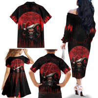 Merry Krampus Family Matching Off The Shoulder Long Sleeve Dress and Hawaiian Shirt Dark Grunge Christmas - Wonder Print Shop