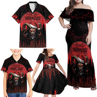Merry Krampus Family Matching Off Shoulder Maxi Dress and Hawaiian Shirt Dark Grunge Christmas - Wonder Print Shop
