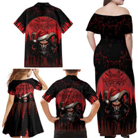 Merry Krampus Family Matching Off Shoulder Maxi Dress and Hawaiian Shirt Dark Grunge Christmas - Wonder Print Shop