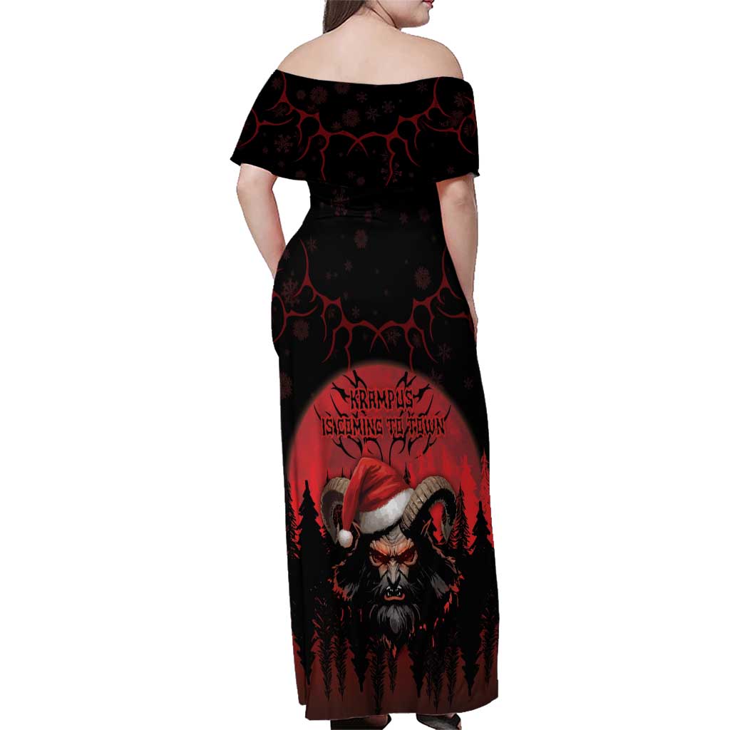 Merry Krampus Family Matching Off Shoulder Maxi Dress and Hawaiian Shirt Dark Grunge Christmas - Wonder Print Shop