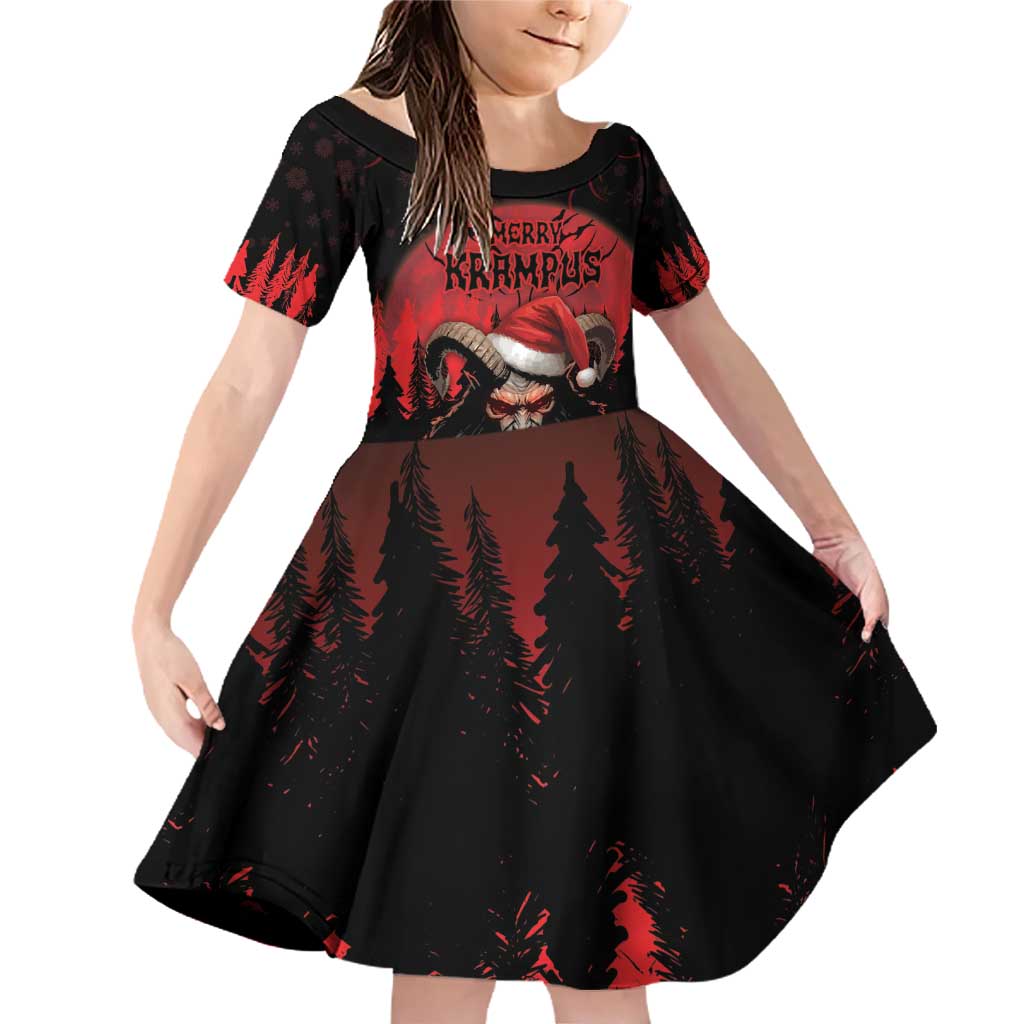 Merry Krampus Family Matching Off Shoulder Short Dress and Hawaiian Shirt Dark Grunge Christmas - Wonder Print Shop
