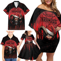 Merry Krampus Family Matching Off Shoulder Short Dress and Hawaiian Shirt Dark Grunge Christmas - Wonder Print Shop