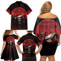 Merry Krampus Family Matching Off Shoulder Short Dress and Hawaiian Shirt Dark Grunge Christmas - Wonder Print Shop