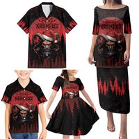 Merry Krampus Family Matching Puletasi and Hawaiian Shirt Dark Grunge Christmas - Wonder Print Shop
