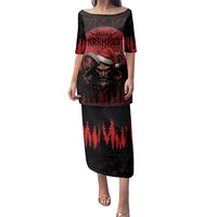 Merry Krampus Family Matching Puletasi and Hawaiian Shirt Dark Grunge Christmas - Wonder Print Shop