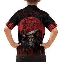 Merry Krampus Family Matching Short Sleeve Bodycon Dress and Hawaiian Shirt Dark Grunge Christmas - Wonder Print Shop