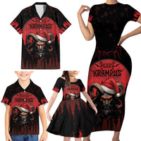 Merry Krampus Family Matching Short Sleeve Bodycon Dress and Hawaiian Shirt Dark Grunge Christmas - Wonder Print Shop