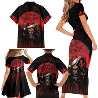 Merry Krampus Family Matching Short Sleeve Bodycon Dress and Hawaiian Shirt Dark Grunge Christmas - Wonder Print Shop