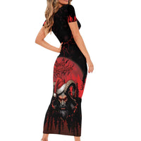 Merry Krampus Family Matching Short Sleeve Bodycon Dress and Hawaiian Shirt Dark Grunge Christmas - Wonder Print Shop